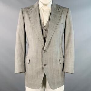ASTOR & BLACK Size 44 Grey White Glenplaid Sport Coat Vest Set